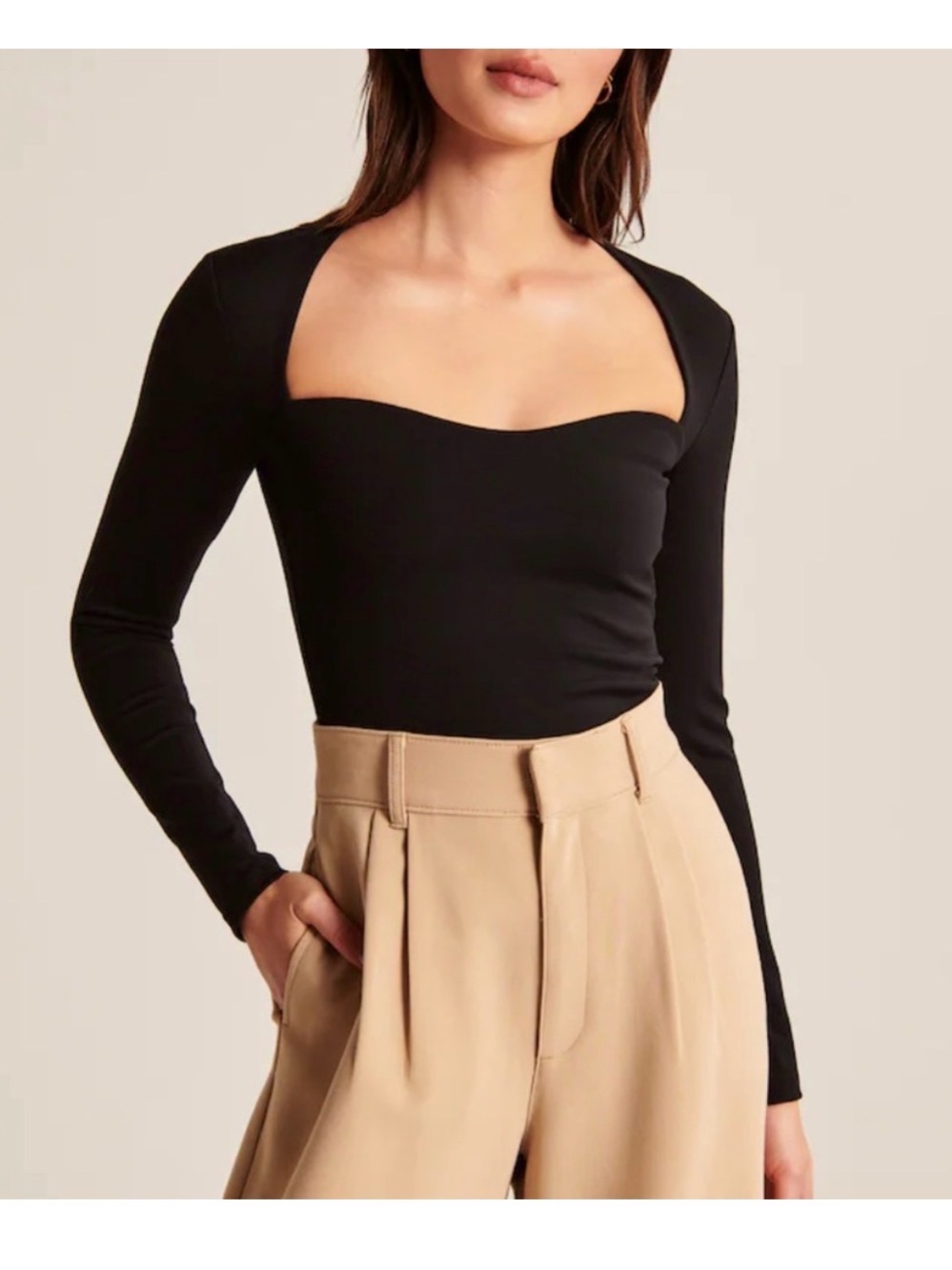 Abercrombie Black Long-Sleeve Square Neck Women’s Top